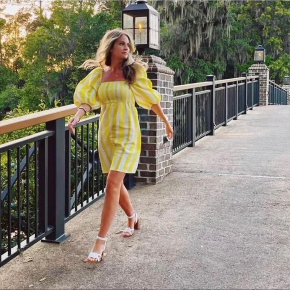 NWT tuckernuck x cameran eubanks yellow and white striped dress